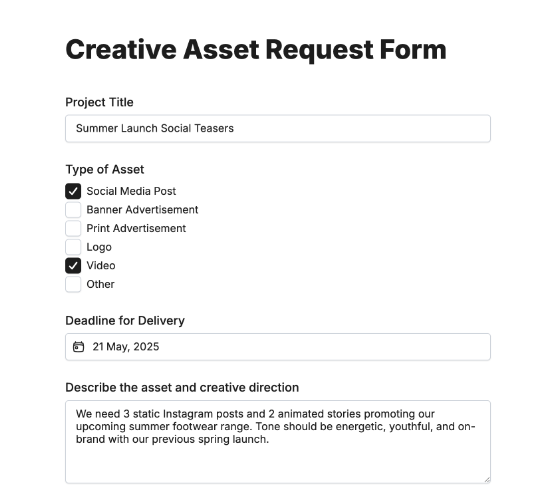 Creative Asset Request Form