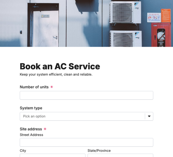 Air Conditioning Service Booking Form