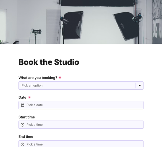 Studio & Edit Suite Booking Form
