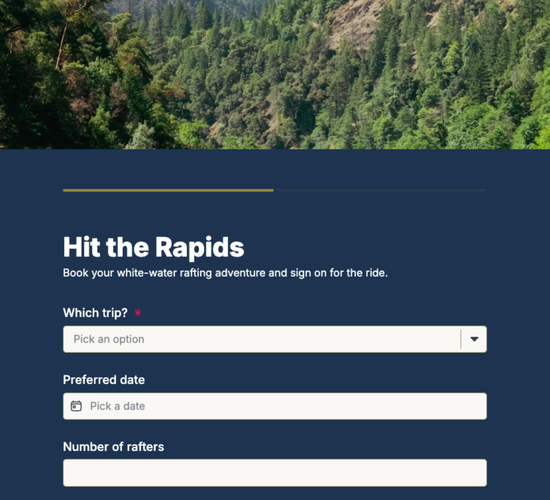 White-Water Rafting Trip Booking & Waiver Form