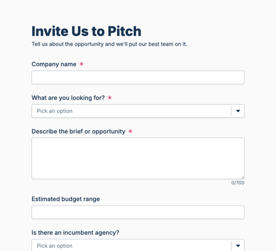 RFP & Pitch Request Form