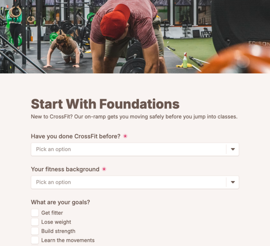 CrossFit On-Ramp & Foundations Course Enrollment Form