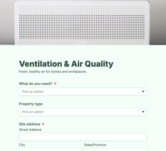 Ventilation System Inquiry Form