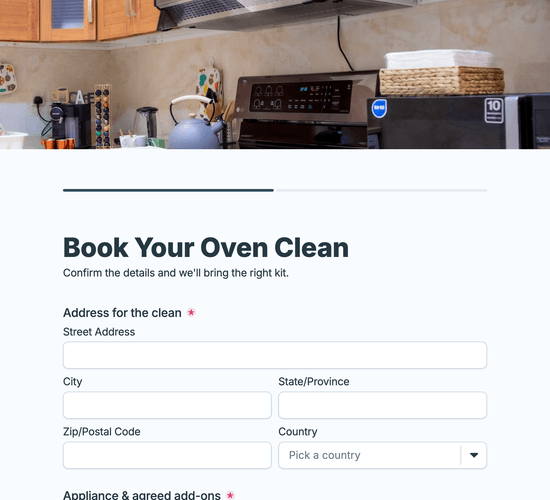 Oven Cleaning Booking Form