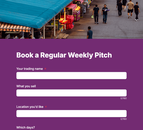 Regular Weekly Pitch Booking Form