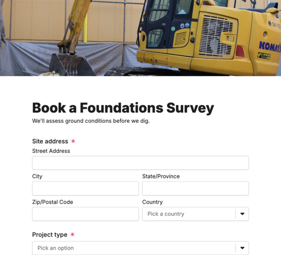Foundations Survey Booking Form