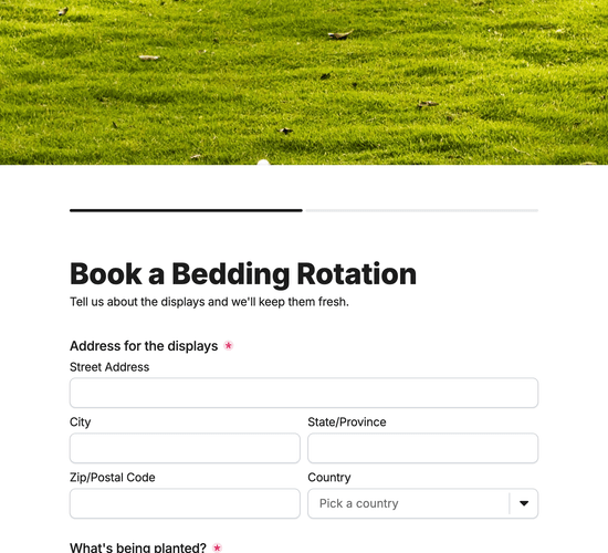 Seasonal Bedding Rotation Booking Form