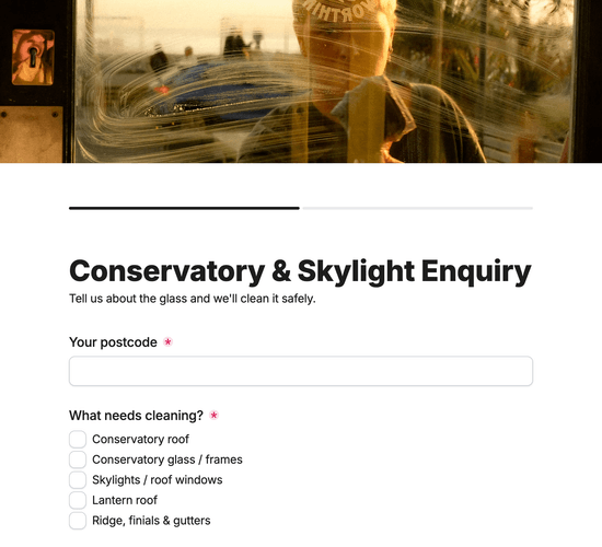 Conservatory & Skylight Cleaning Enquiry Form