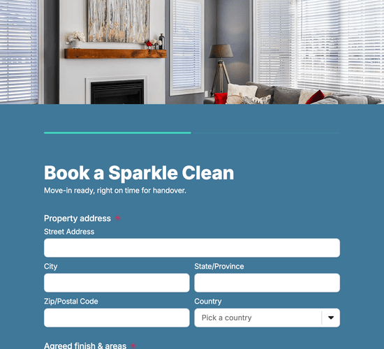 Post-Construction Sparkle Clean Booking Form