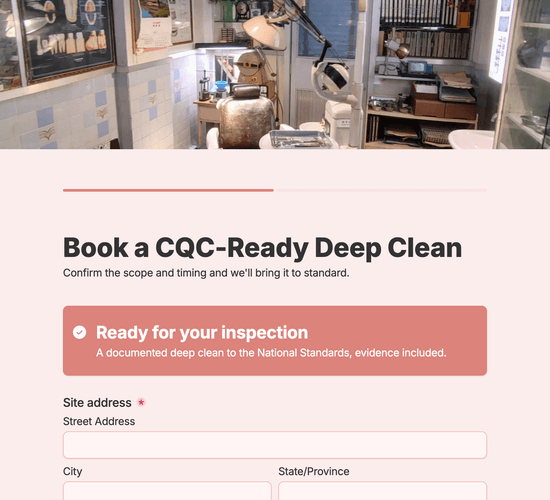 CQC-Ready Deep Clean & Decontamination Booking Form