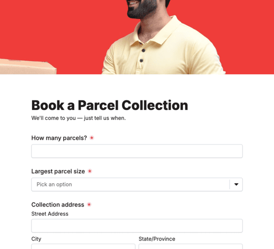 Parcel Collection Booking Form