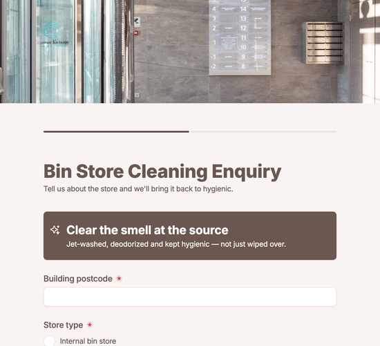 Bin Store & Refuse Area Cleaning Enquiry Form