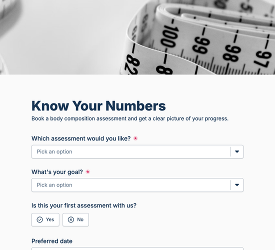 Body Composition Assessment Booking Form