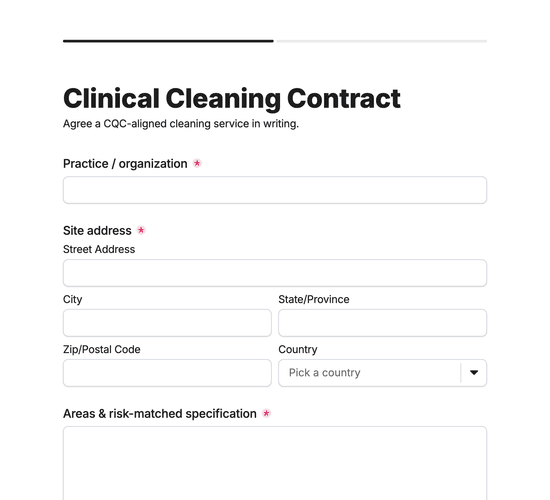Medical Premises Cleaning Contract Agreement Form