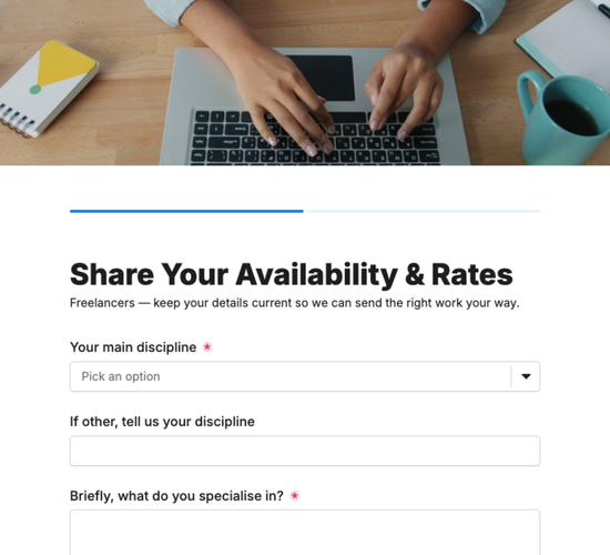 Freelancer Availability & Rate Card Form