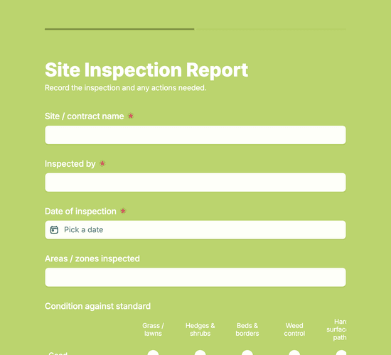 Grounds Maintenance Site Inspection Form