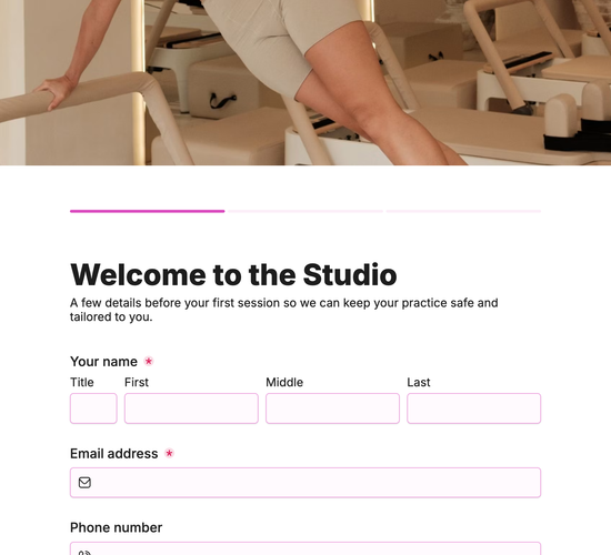 Pilates New Client Health & Medical History Form