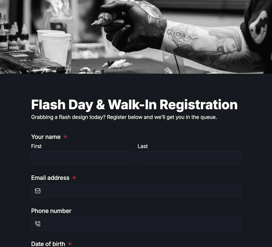Flash Day & Walk-In Registration Form