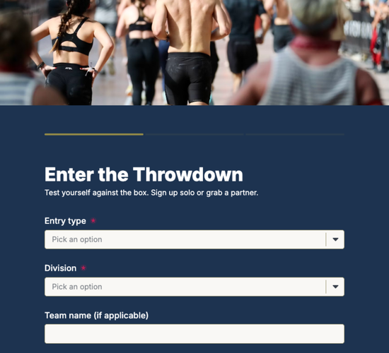 Throwdown & In-House Competition Registration Form