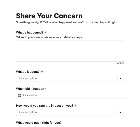 Client Complaint & Concern Form