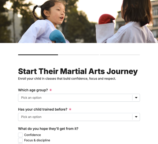 Kids Martial Arts Program Enrollment Form