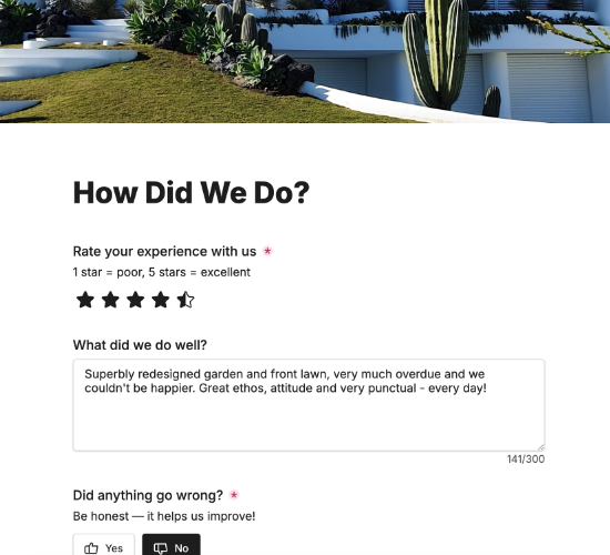 Landscaping Feedback Form
