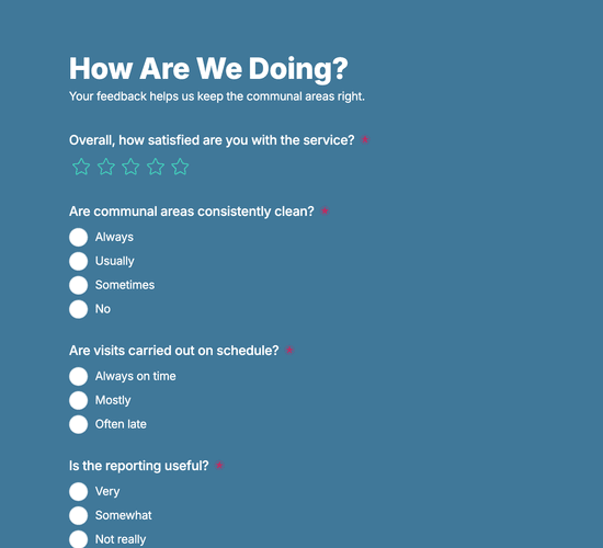 Communal Area Cleaning Feedback Form