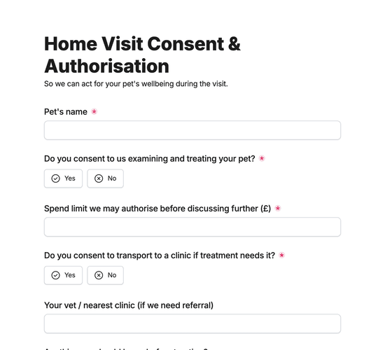 Home Visit Consent & Treatment Authorisation Form