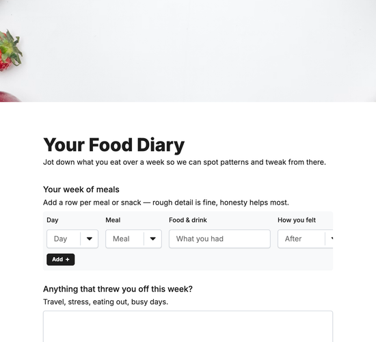 7-Day Food Diary Form