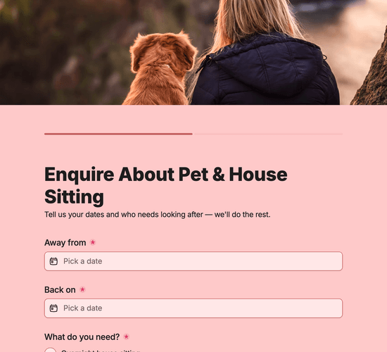 Pet Sitting & House Sitting Enquiry Form