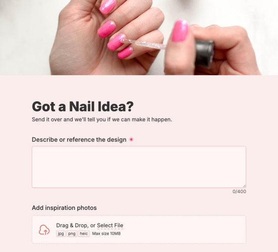Nail Art Design Inquiry Form