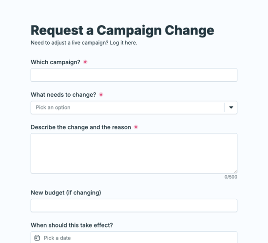 Campaign Change & Budget Request Form