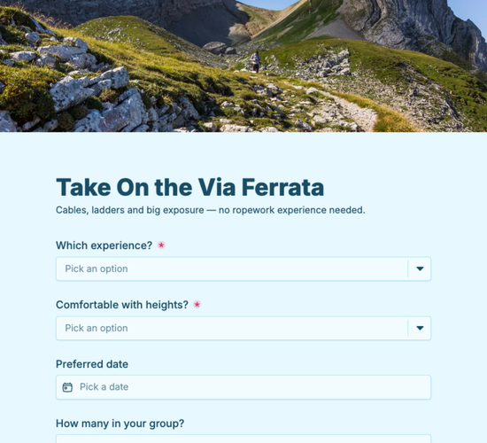 Via Ferrata Experience Booking Form