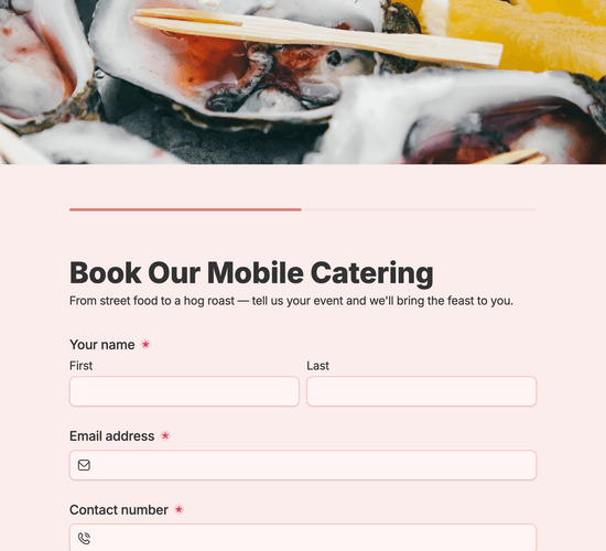 Mobile Catering Booking Form