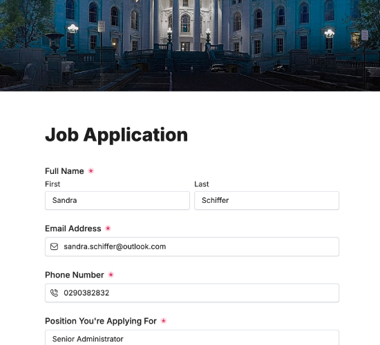 Government Job Application Form