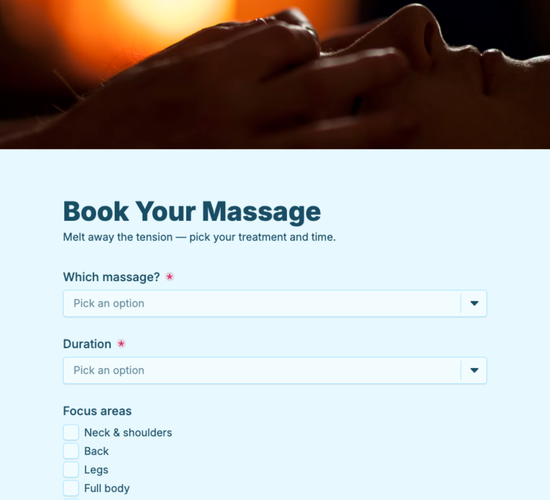 Massage Appointment Booking Form