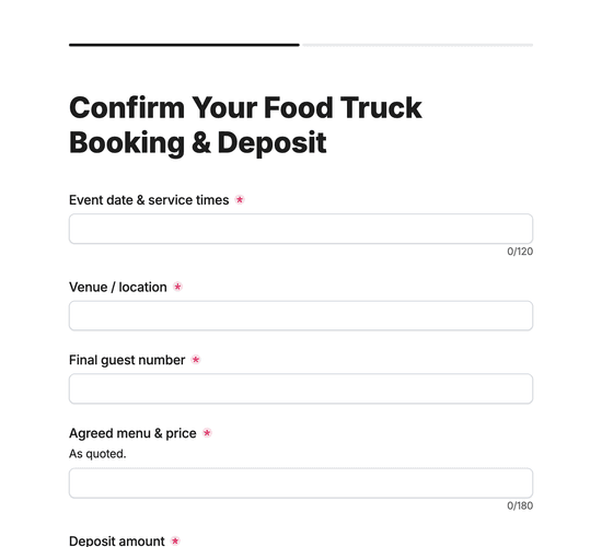 Food Truck Booking & Deposit Agreement Form