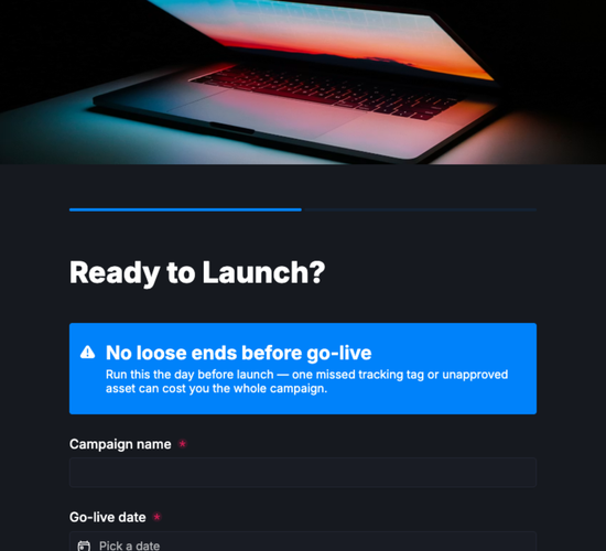 Campaign Launch Readiness Checklist Form