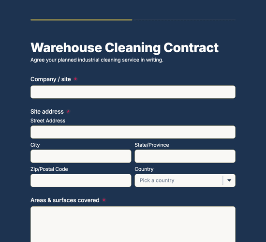 Warehouse Cleaning Contract Agreement Form