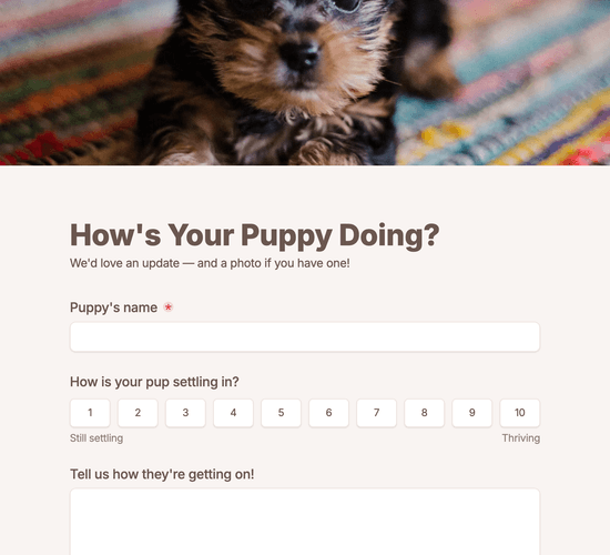 Breeder Feedback & Puppy Update Form