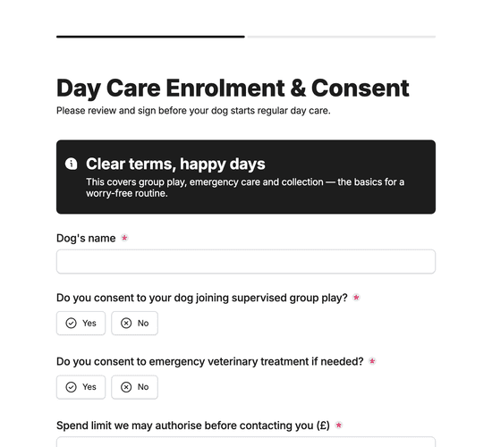 Day Care Enrolment Agreement & Consent Form