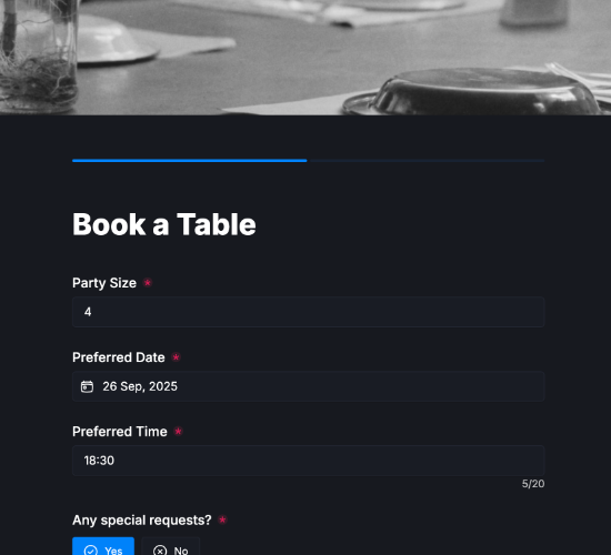 Reservation Request Form Form