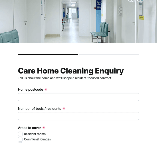 Care Home Cleaning Contract Enquiry Form