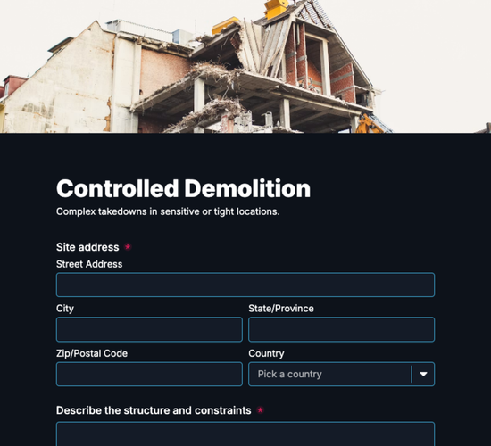 Controlled Demolition Inquiry Form