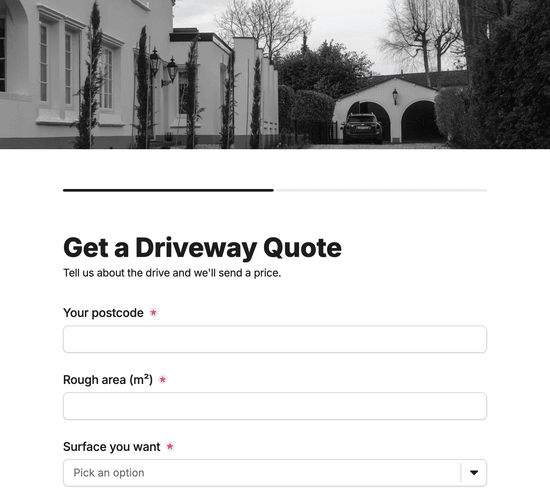 Driveway Quote Request Form