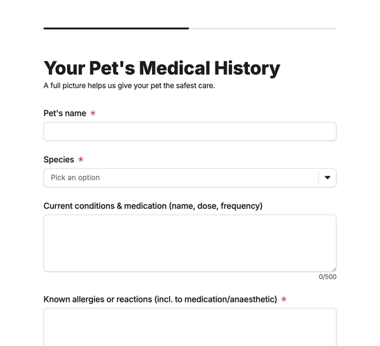 Pet Medical History & Intake Form