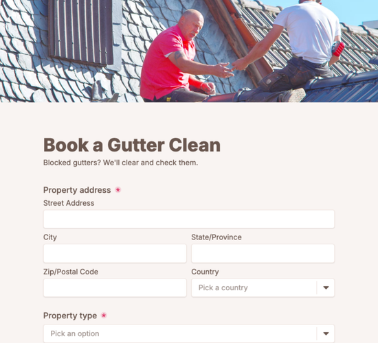 Gutter Cleaning Booking Form