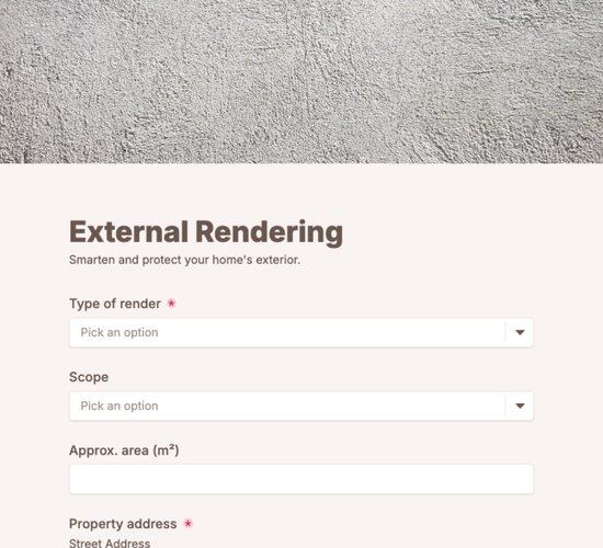 Rendering Inquiry Form