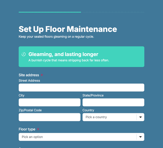Polish & Burnish Maintenance Program Sign-Up Form