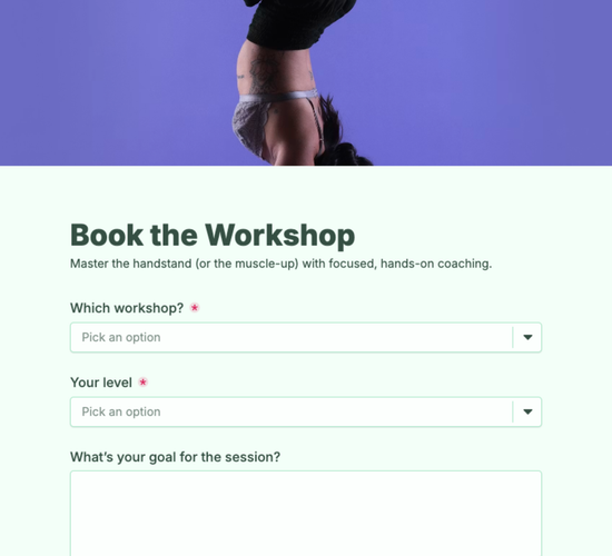 Handstand & Skills Workshop Booking Form